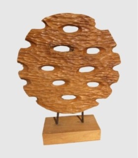 Small circular wooden figure