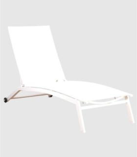 Set of 2 white Jhon loungers with wheels