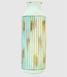 White and gold metal vase