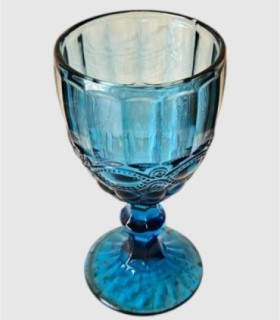 Set 6 copas cristal vintage azul